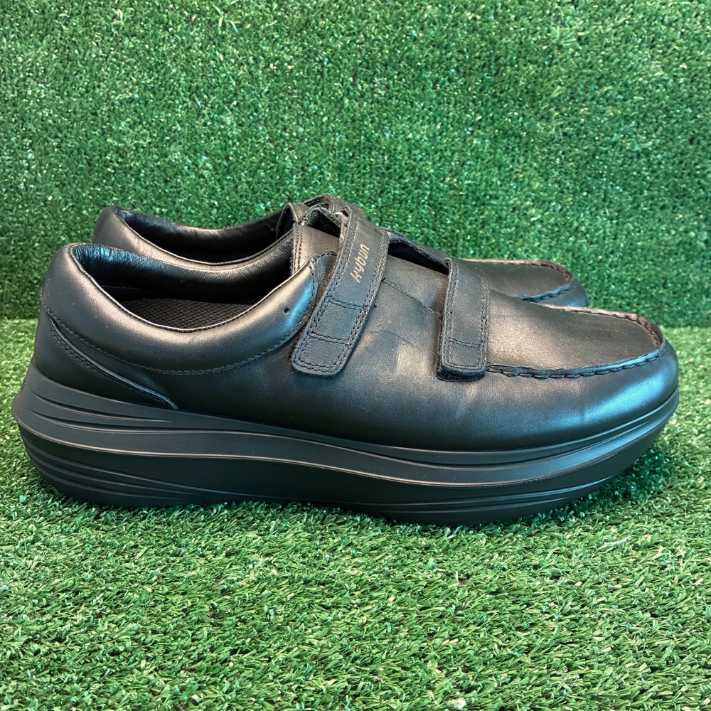 Kybun Leather Hook Loop Swiss Tech Comfort Walking Shoes Black Mens Size 13.5